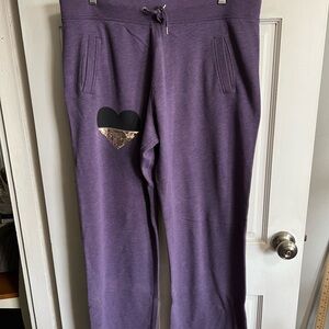Victoria's Secret Purple Lounge Pants with Heart Accent